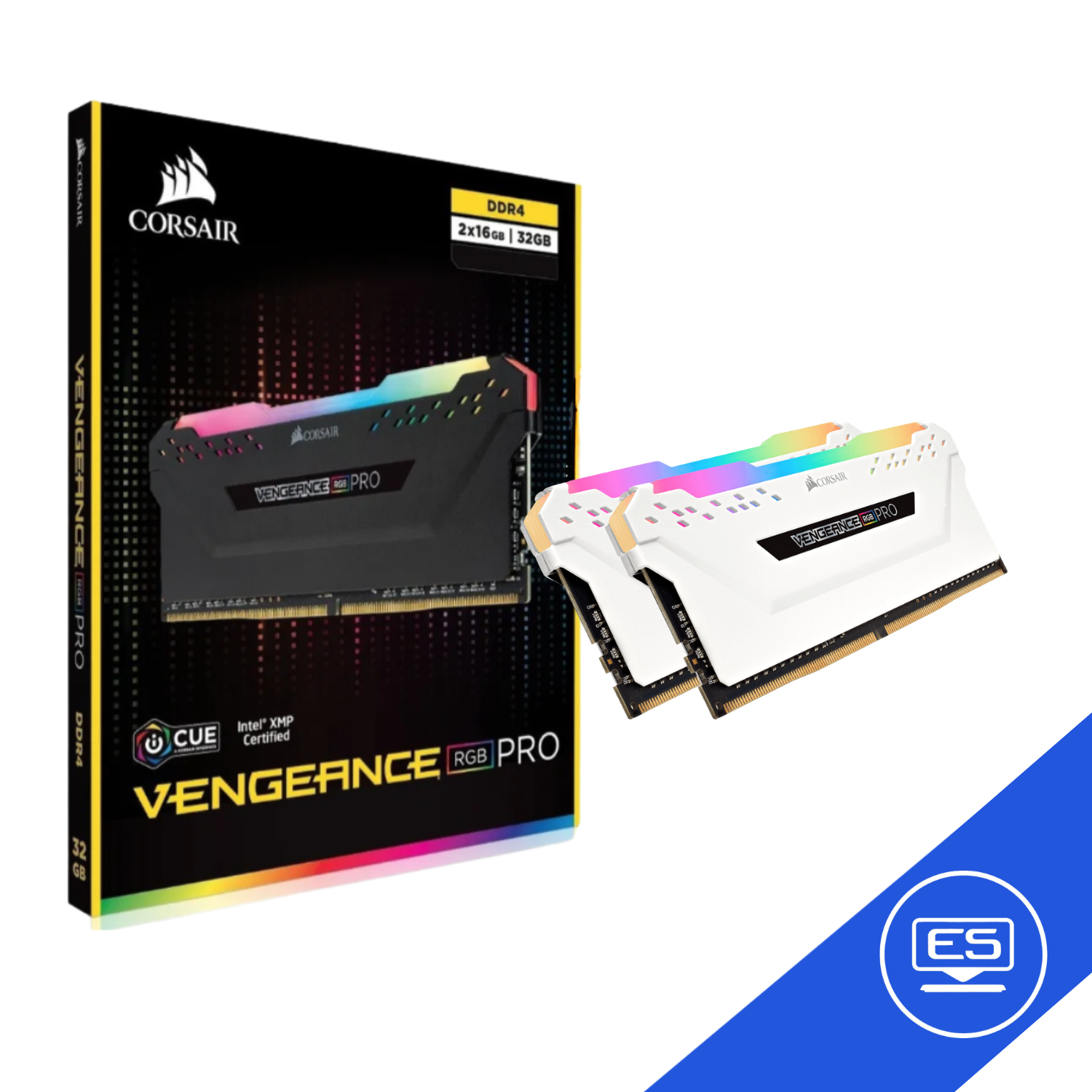 MEMORIA RAM CORSAIR DDR4 16GB(8GBX2) VENGEANCE RGB PRO BLANCO